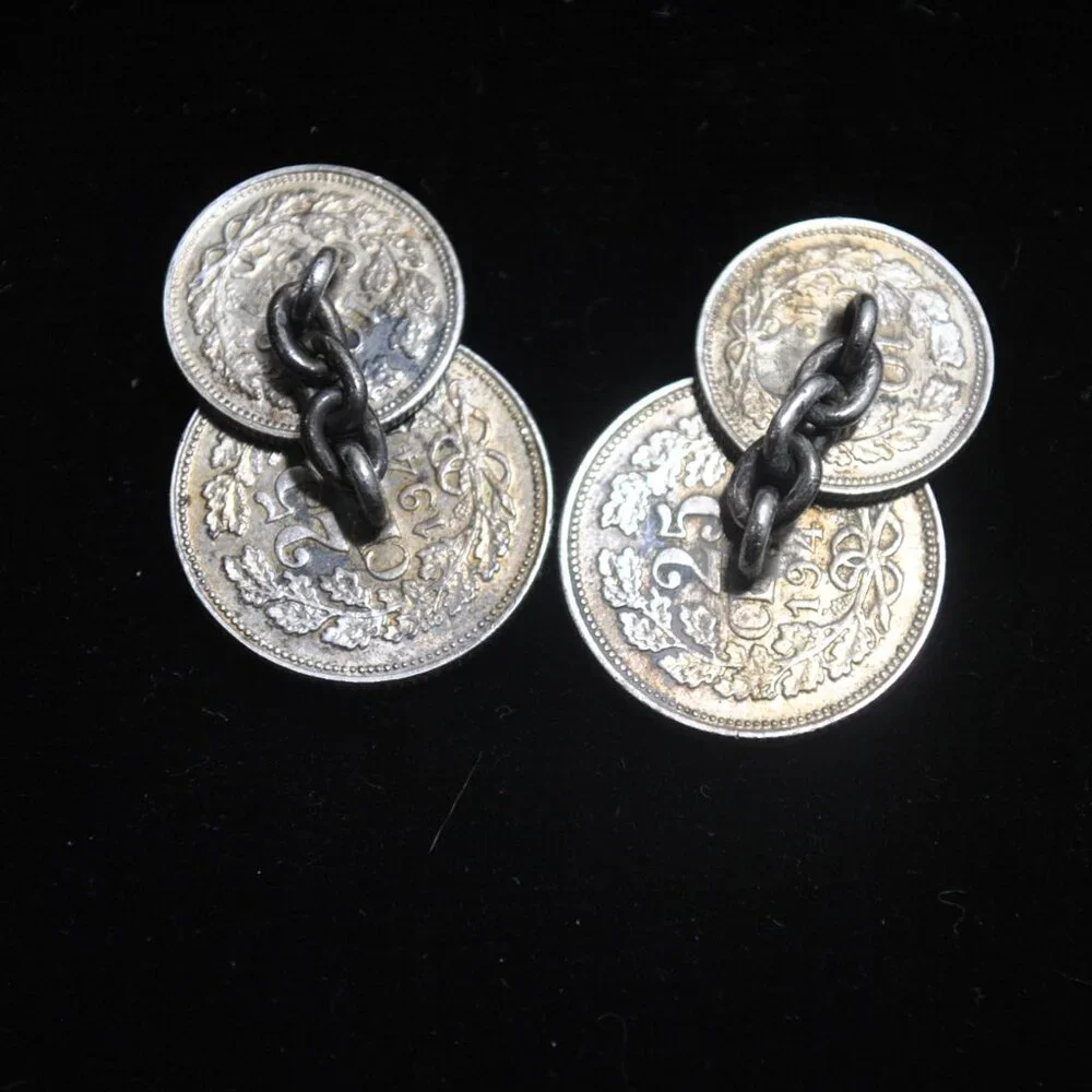 Vintage 1941 Dutch Silver Coin Cufflinks